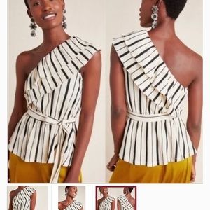 Anthropologie Maeve One Shoulder Stripe Top size S